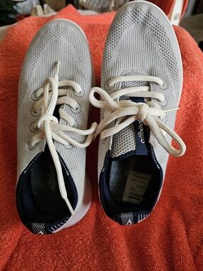 Allbirds Tree Runners in Light Gray with Navy Trim NWOT